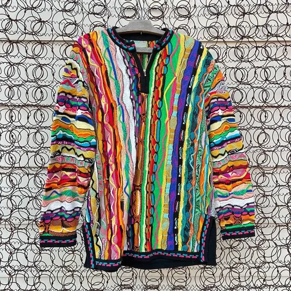 Coogi Australia Primary Color Abstract Weave Tunic Sweater Bold MEDIUM - Picture 6 of 12